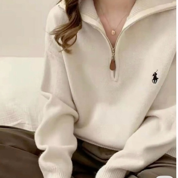 J Crew Cream Cable-Knit Zip Up Sweater - Picture 5 of 17